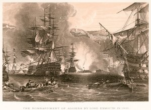 Algír bombázása Lord Exmouth által 1816-ban alkotó: English School
