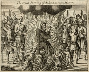 János Lőrinc mártír kegyetlen elégetése (metszet) alkotó: English School