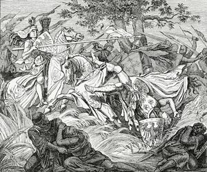Manfred halála a beneventói csatában, 1266. február 26-án, 1882. alkotó: English School