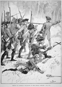 Edward Braddock tábornok veresége és halála az indiai lesben (litho) alkotó: English School