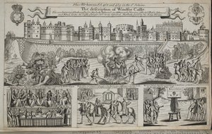 A windsori kastély leírása, illusztráció a Cselekedetek és emlékművekből, John Foxe, kilencedik kiadás, pub. 1684 alkotó: English School