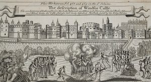 A windsori kastély leírása, illusztráció a Cselekedetek és emlékművekből, John Foxe, kilencedik kiadás, pub. 1684 alkotó: English School