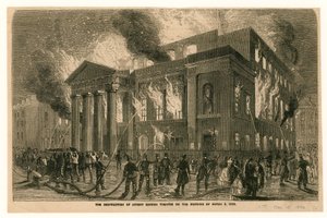 A londoni Covent Garden Színház lerombolása 1856. március 5-én reggel alkotó: English School