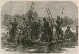 Katasztrófa a jégen a Regents Parkban; A halottakat kereső búvárok alkotó: English School