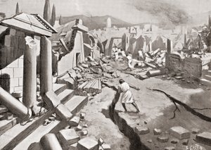 A földrengés Spártában, az ókori Görögországban, ie 464-ben, Hutchinson A Nemzetek története című könyvéből, 1915. alkotó: English School