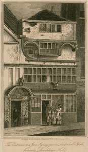 A londoni Leadenhall Street-i zsidó zsinagóga bejárata, korábban Bricklayers Hall alkotó: English School