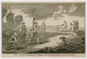A játék a Cricketnél, ahogyan a Finsbury-i Artillery Ground-ban játszották alkotó: English School