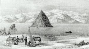 A tarack a Piramis-tónál 1844 januárjában, John C. Fremont 1842-ben a Sziklás-hegységbe és Oregonba és Észak-Karolinába 1843-44-ben végzett felfedező expedícióból, 1845-ben megjelent (világít) alkotó: English School