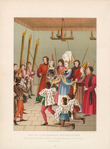A verseny hölgye átadja a díjat (színes lithó) alkotó: English School
