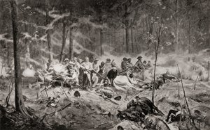 Allan Wilson őrnagy utolsó standja a Shangani folyón, Matabelelandban, az első Matabele-háború idején, 1893-ban, Allan Stewart festménye után, „Dél-Afrika és a transzváli háború: 1. évf. 1