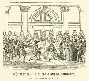 Az utolsó eskütétel Dunmow-ban, a Bacon Gammon számára (metszet) alkotó: English School