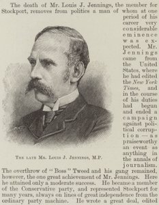 A néhai Louis J Jennings képviselő (metszet) alkotó: English School