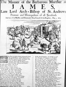 Jakab, St. Andrews néhai érseke, Skócia prímása és metropolitája barbár meggyilkolásának módja, 1679 alkotó: English School