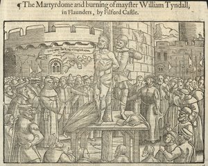 William Tyndall mártírhalála és elégetése Flaundersben, a filfordi várnál (metszet) alkotó: English School