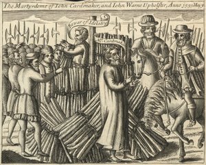 John Cardmaker és John Warne kárpitos mártíromsága, 1555. május 30. (metszet) alkotó: English School