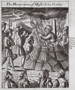 John Denley mester vértanúsága, illusztráció John Foxe "Acts and Monuments" című művéből, kilencedik kiadás, kiadó: John Foxe, "Acts and Monuments", kilencedik kiadás. 1684 (litográfia) alkotó: English School