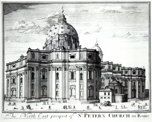 A római St. Peters Church északkeleti kilátása, H. Hulfbergh metszetével alkotó: English School
