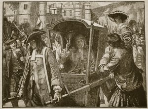 Edinburgh lakossága Hamilton hercegét a Holyrood-palotába kísérve, illusztráció a Cassells Illustrated History of Englandből (szépia fotó) alkotó: English School