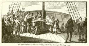 Byng admirális lelövése a Monarque fedélzetén, 1757. március 14 alkotó: English School