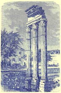 A Castor-templom három oszlopa, Victor Duruy Róma története című illusztrációja, 1884-ben (digitálisan javított kép) alkotó: English School