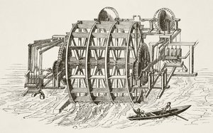A London Bridge vízműve, amelyet először 1582-ben emeltek, William Hickman Smith Aubrey (1858-1916) The National and Domestic History of England című könyvéből, London, 1890 körül alkotó: English School