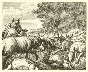 A farkasok és a bárányok (metszet) alkotó: English School