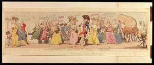 A Les Halles-i nők Versailles-ból XVI. Lajost (1754-93) vitték, kiadó: S.W. Fores, 1789 (kézzel színezett metszet) alkotó: English School
