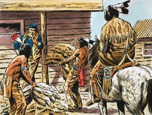 Elfoglalták a Nyugatot. Indiai bőrkereskedők alkotó: English School