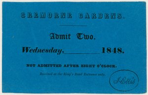 Jegy a Cremorne Gardensbe, London, 1848 alkotó: English School