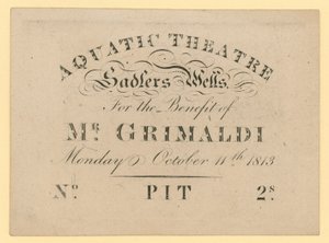 Jegy a Vízi Színházba, Grimaldi úr javára, 1813. október 11. alkotó: English School