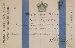 Jegy Őfelsége jubileumi hálaadó istentiszteletére alkotó: English School