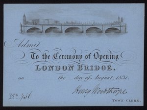 Jegy a London Bridge megnyitójára alkotó: English School