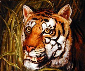 Tigris, fényesen égő tigris... (olaj, vászon) alkotó: English School