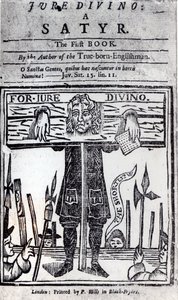 Daniel Defoe (1660-1731) Jure Divino – A szatír című könyvének 1706-ban megjelent első könyvének címlapja alkotó: English School