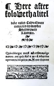 John Skelton Colin Cloute címlapja, megjelent 1550 körül (nyomtatott papír) alkotó: English School