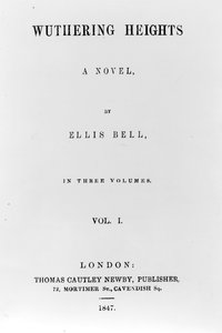 Címlap Ellis Bell (Emily Bronte álneve) Wuthering Heights első kiadásához, 1847-ben (nyomtatott papír) alkotó: English School