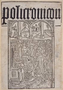 Címlap Ranulf Higden († 1364) Polychroniconból, Wynkyn de Worde, 1495 alkotó: English School