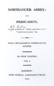 Címlap a Northanger Abbey és Jane Austen Persuasion című könyvéhez, első kiadás, 1818 alkotó: English School