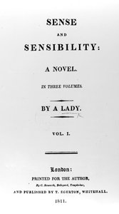 Jane Austen Érzék és érzékenység címlapja, első kiadás, 1811 alkotó: English School