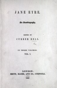 Charlotte Bronte Jane Eyre első kiadásának címlapja, 1847 (nyomtatott) alkotó: English School
