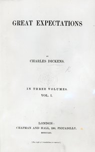 Címlap: Charles Dickens: Nagy várakozások, első kötet, 1861 (nyomtatott) alkotó: English School