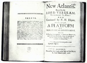 Címlapok Francis Bacon Új Atlantisz című művének 1660-ban megjelent kiadásához (nyomtatott) alkotó: English School