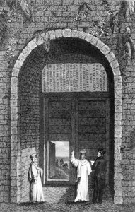 Edward Barton brit nagykövet sírköve († 1597) a Herceg-szigetek kolostorkapuja fölött, Robert Walsh konstantinápolyi rezidenciájáról, 1836 alkotó: English School