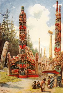 Totemoszlopok (színes litográfia) alkotó: English School