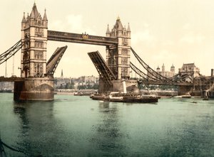 Tower Bridge, London (kézzel színezett fotó) alkotó: English School