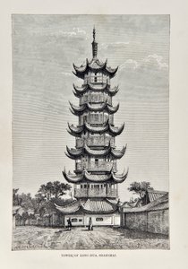 Long Hua tornya, Sanghaj, illusztráció az Egyetemes Földrajzból, a Föld és lakói, megjelent 1878 alkotó: English School