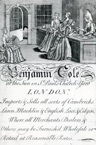 Trade Card, Benjamin Cole, londoni kereskedő (metszet) alkotó: English School