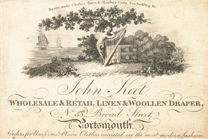Kereskedelmi kártya, John Keet alkotó: English School