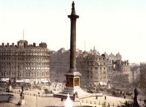 Trafalgar Square, London (kézzel színezett fotó) alkotó: English School
