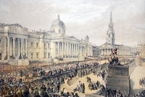A Trafalgar tér VII. Edward és a dán Alexandra házasságának emlékművéből, pub. 1864 alkotó: English School